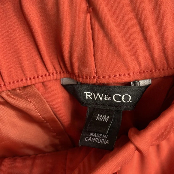 RW&CO Leisure Trousers Burnt Orange Elastic Drawstring Waistband High Waist M - Picture 8 of 12